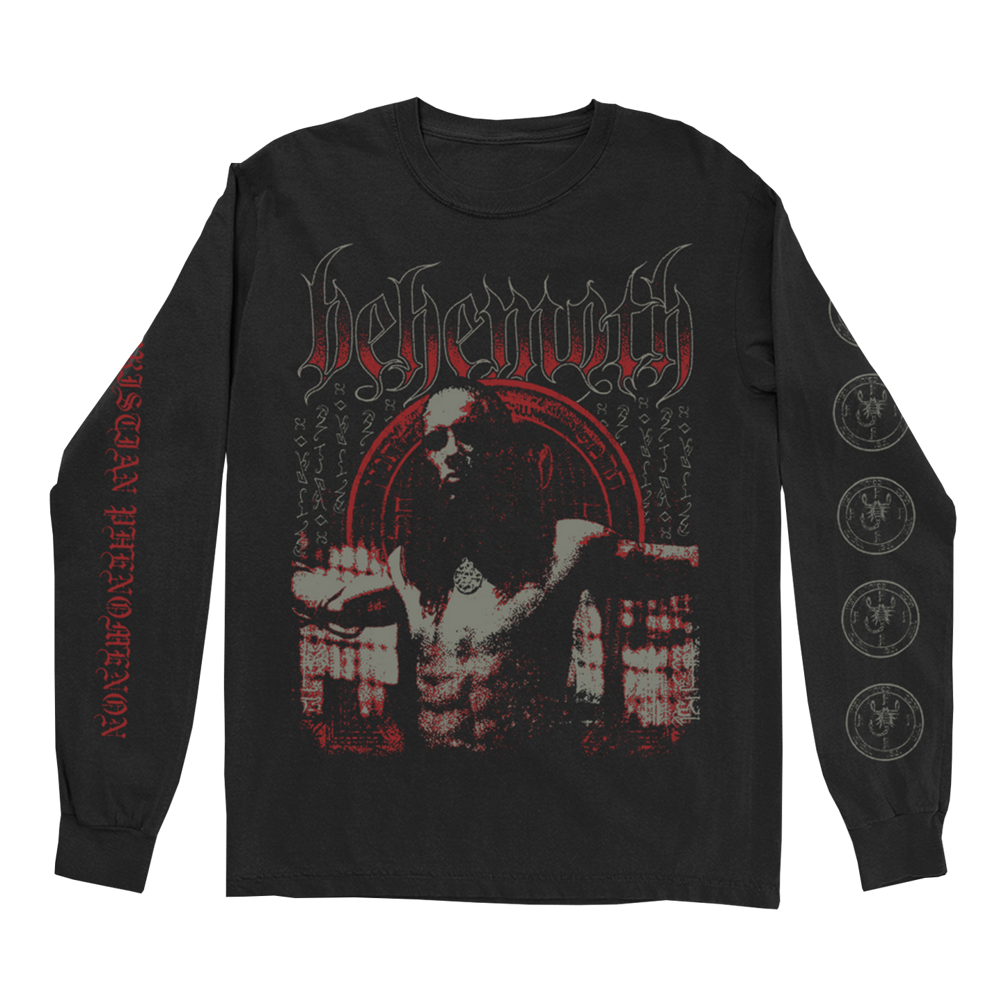 A black long sleeve tee from the official Behemoth merchandise store. With screen printed design throughout. Made with one hundred percent pre shrunk cotton.