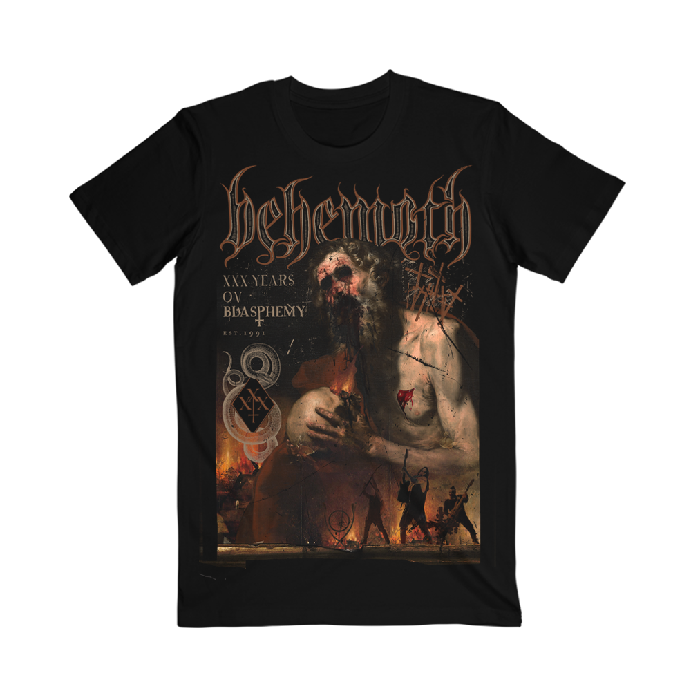 Black cotton Behemoth short sleeve tee from their XXX Years Ov Blasphemy album.