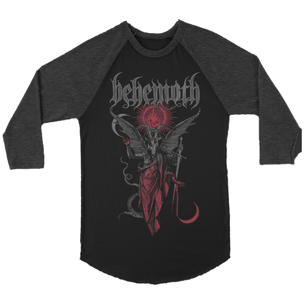 A black long sleeve raglan tee from the official Behemoth merchandise store. Made with one hundred percent pre shrunk cotton.