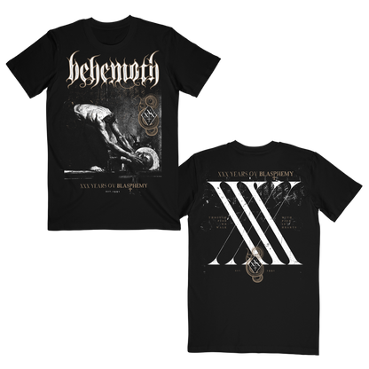Black cotton Behemoth short sleeve tee from their XXX Years Ov Blasphemy album. 