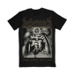 A classic black cotton tee with The Shit Ov God album cover artwork on the front and back, from Behemoth. 