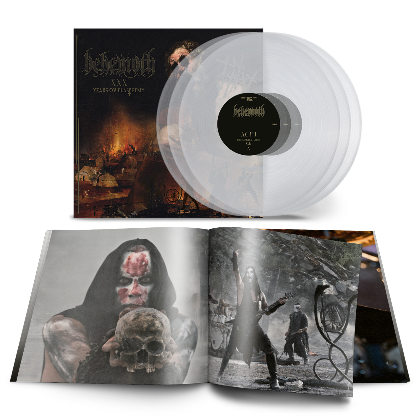 A limited edition triple vinyl of XXX Years Ov Blasphemy, a live performance from Behemoth. 