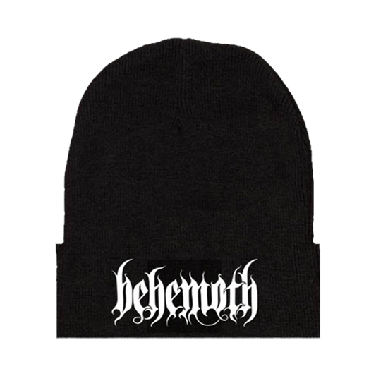 A classic black beanie with white embroidered Behemoth logo. 