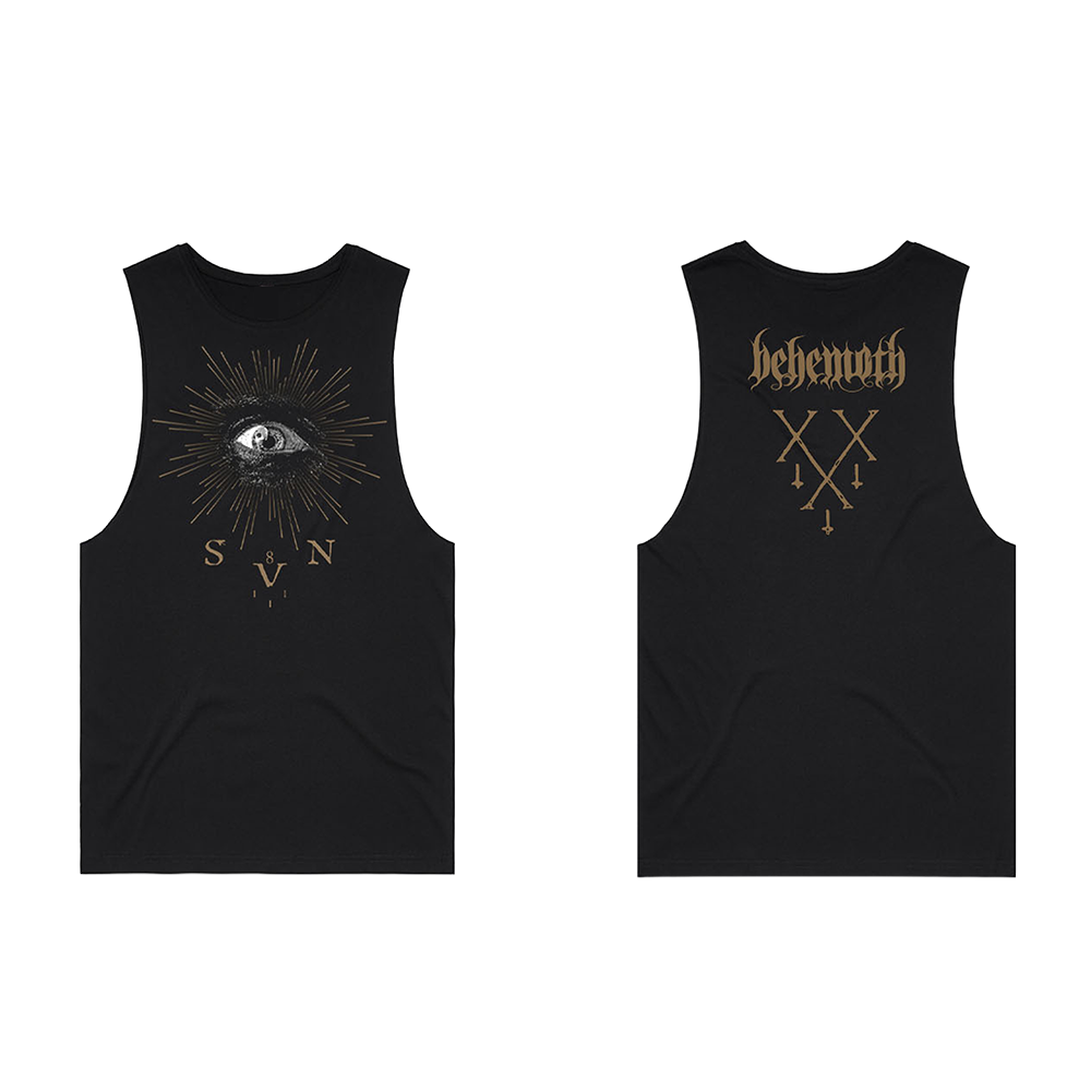 A classic black tank top with Behemoth logo and artwork.